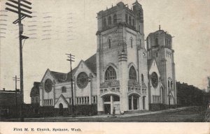 SPOKANE WA First M. E. Church Washington Vintage Postcard 1910