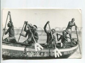 480888 Africa Ghana boat and rowers in national dress photo Halifax Old postcard