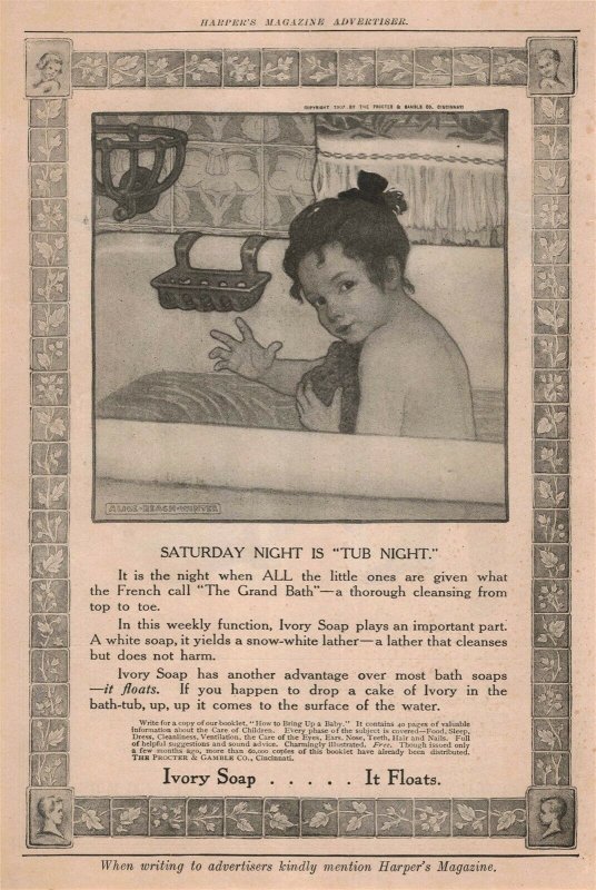 1907 Original Print Ad Ivory Soap Adorable Girl Bathtub Kuppenheimer 2P1-6 e et