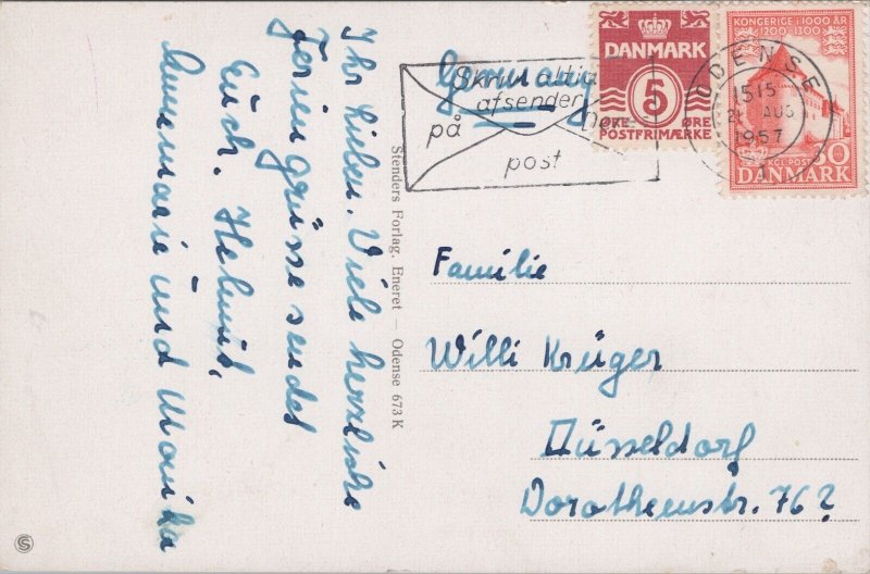 Denmark Odense Slottet Vintage Postcard 09.70