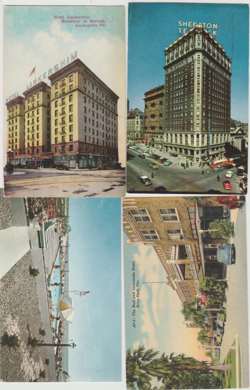 Lot of 4 hotel motel vintage postcards sheraton los angeles avon  park