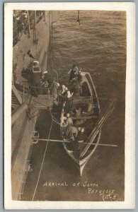 PALESTINE ARRIVAL of JAFFA REFUGEES ANTIQUE REAL PHOTO POSTCARD RPPC