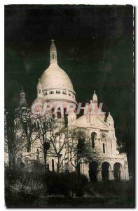 Old Postcard Paris by night Le Sacre Coeur