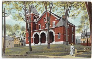 High School HALLOWELL, MAINE Kennebec County 1910s Rare Vintage Postcard