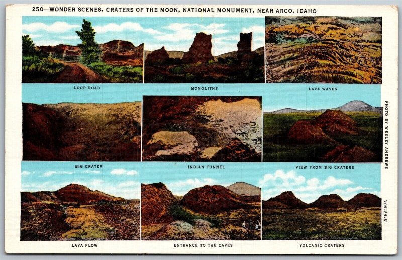 Vtg Arco Idaho ID Craters Of The Moon National Monument Multiview Postcard