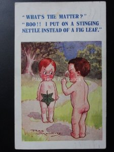 Reg Maurice: 2 Boys WHATS THE MATTER? BOO!! I PUT ON A STINGING NETTLE....c1919