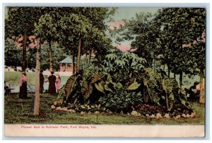 1909 Flower Bed Scene In Robinson Park Fort Wayne Indiana IN Posted Postcard