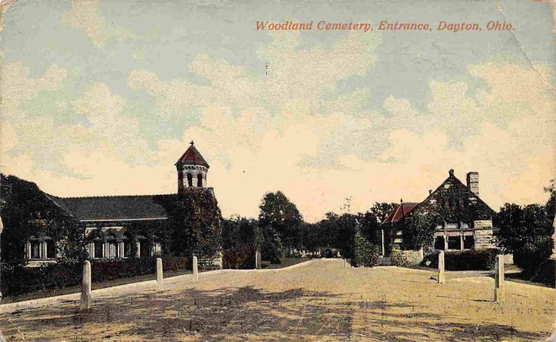 Woodland Cemetery Entrance Dayton Ohio #2 1916 postcard
