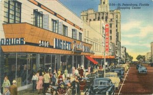 Florida St Petersburg Shopping Center S-54 Teich 1951 Postcard 22-786
