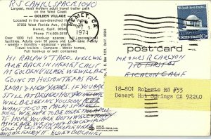 Vintage Golden Village Adult Travel Theme Park Hemet, CA Postcard P125