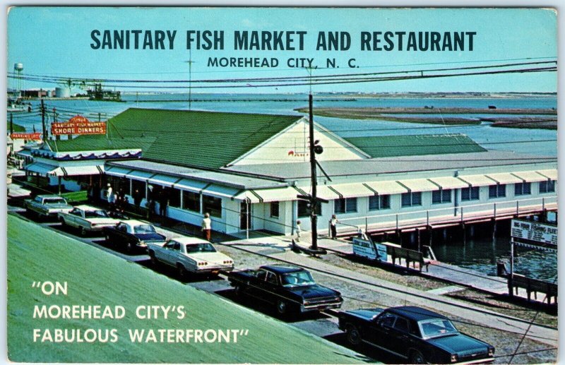 c1960s Morehead City, NC Sanitary Fish Market Chevy Impala Chevelle Cars A145