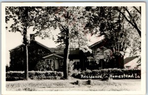 c1950s Homestead, IA RPPC House Residence Real Photo Postcard Cozy Brick A105