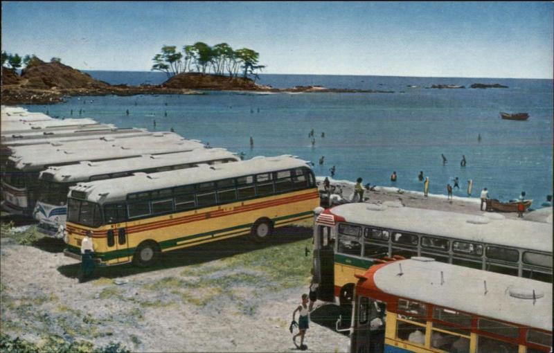 Japan Tourist Bus Buses - Keschnuma Bay? c1950s Postcard