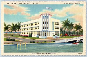 Miami Beach Florida FL Postcard Archambo Apartment Hotel c1940 Vintage Antique