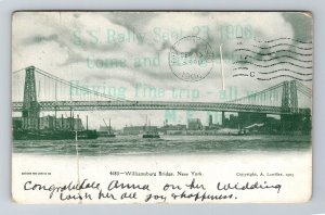 New York City NY-New York, Williamsburg Bridge, Vintage c1906 Postcard 