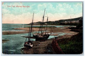 1908 Schooner Boat in Landing Low Tide Murray Bay Quebec Canada Postcard