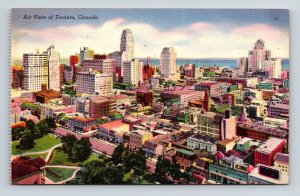 Toronto Canada Scenic Birds Eye View City Skyline Buildings Linen Postcard 