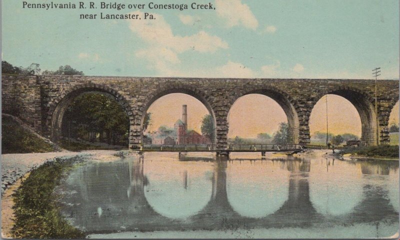 Postcard Pennsylvania Railroad Bridge Over Conestoga Creek Near Lancaster PA