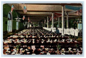 1910 Mess Hall Soldier's At Home Flags Interior Marion Indiana IN Postcard