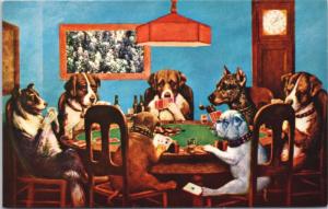 Dogs Playing Poker 'Only A Friend Needed' Unused Postcard E30