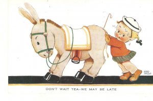 M.L. Attwell. Don´t wait me-We may be late Lovely old vintage English postcard