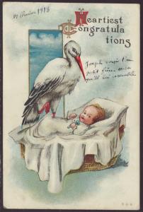 Heartiest Congratulations,Baby,Stork,Birth Announcement