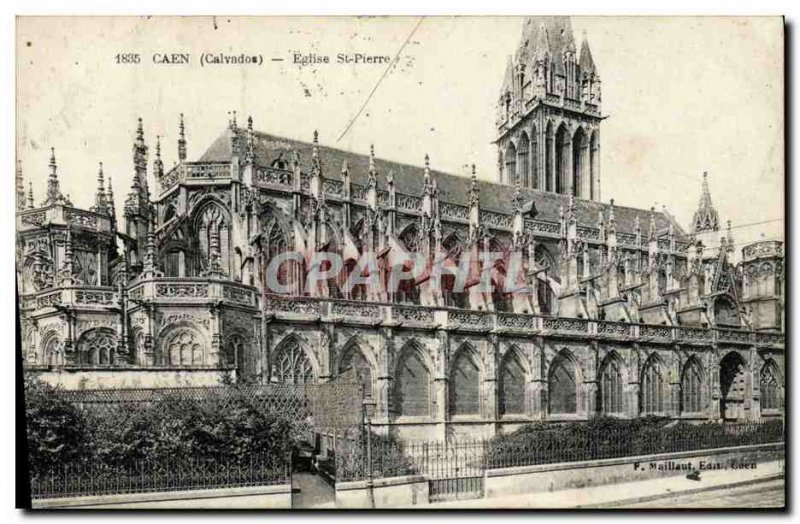 Old Postcard Caen Eglise Saint Pierre