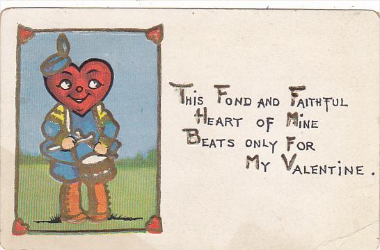 Valentine's Day Boy With Heart Shaped Head Playing Drum