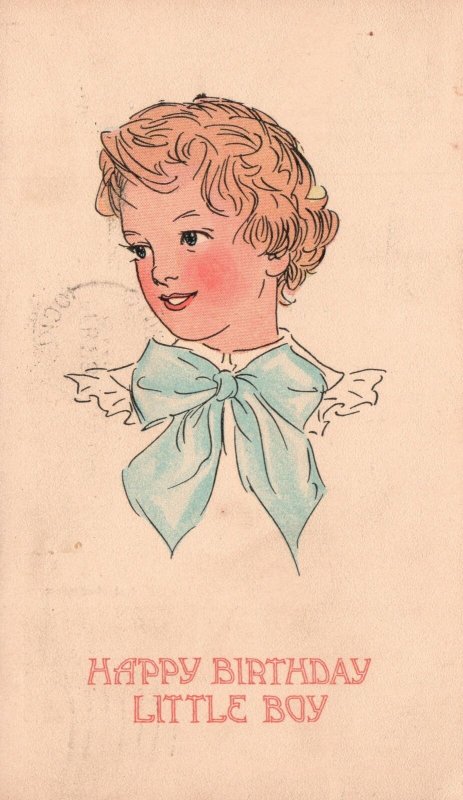 Vintage Postcard 1910's Happy Birthday Little Boy Natal Day Greeting Celebration
