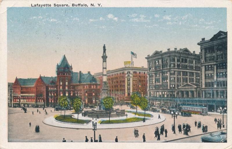 Buffalo NY New York Lafayette Square Soldiers and Sailors Monument pm 1921 - WB