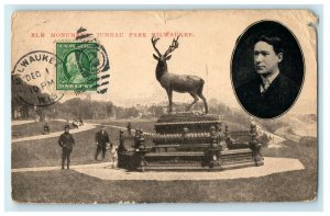 1911 Belgian Congo Africa Elk Monument Juneau Park Milwaukee Wisconsin Postcard