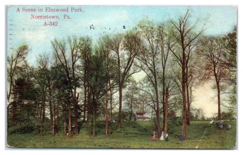 1910 Scene in Elmwood Park, Norristown, PA Postcard