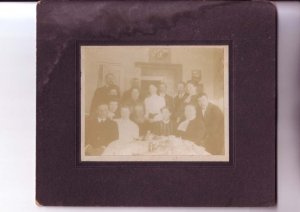 Mounted Photograph, Large Family Around Table