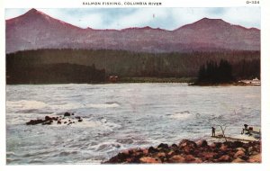 Vintage Postcard 1920's Salmon Fishing Columbia River Pacific Novelty Co. Pub.