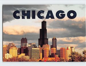 Postcard Lightning Over Sears Tower Chicago Illinois USA