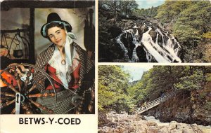 US53 UK  folklore Wales Betws-Y-Coed multi view waterfall traditional costume