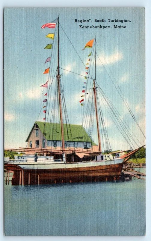 KENNEBUNKPORT, ME Maine ~Novelist BOOTH TARKINGTON'S BOAT REGINA 1953 Postcard