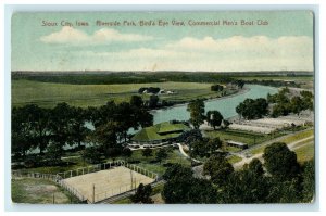 1910 Riverside Park Bird's Eye View Men's Boat Club Sioux City Iowa IA Postcard  