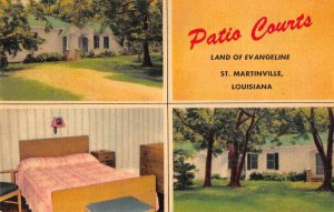 St Martinville Louisiana Patio Courts Linen Vintage Postcard AA30133