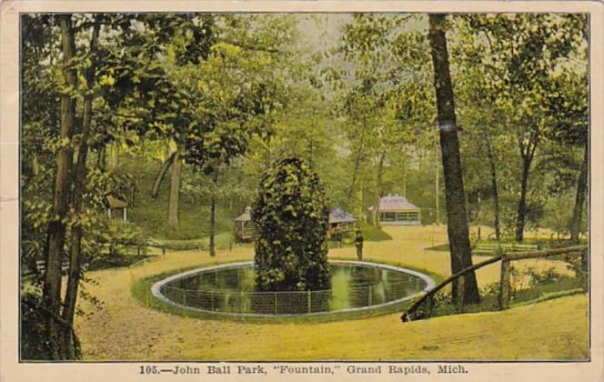 Michigan Grand Rapids Fountain In John Ball Park 1908