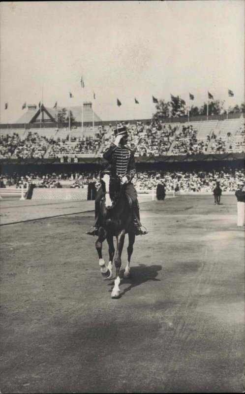 Stockholm Sweden Horse Riding Olympics Count C. Bonde c1912 Real Photo Postcard