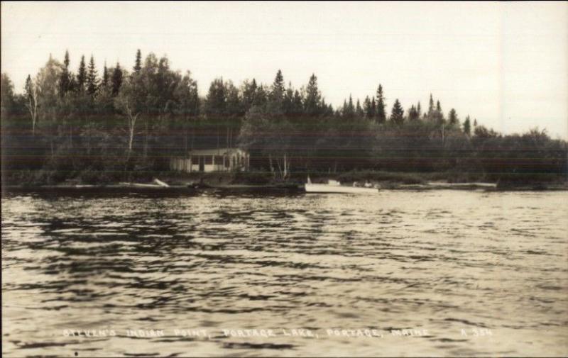 Portage ME Steven's Indian Point c1950s-60s Real Photo Postcard