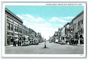 c1920s Second Street Scene Looking East Webster City Iowa IA Buildings Postcard