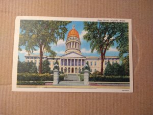 1950's State House, Augusta, Maine Linen Postcard