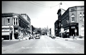 1950s DeWitt Street Portage WI Rexall Drugs Sign Real Photo Postcard