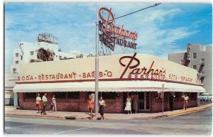 Miami Beach, Florida PARHAM'S RESTAURANT BBQ Roadside Diner 1950s Postcard