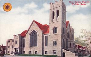 WICHITA KANSAS FIRST BAPTIST CHURCH~SUNFLOWER PC COMPANY POSTCARD 1910s