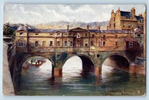 Bath Somerset England Postcard Pulteney Bridge c1910 Antique Oilette Tuck Art