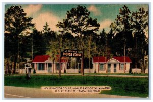 c1940's Hollis Motor Court Tallahassee Florida FL Vintage Unposted Postcard 