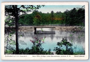Auburn New Hampshire NH Postcard Deer Neck Bridge Lake Massabesic c1940 Vintage